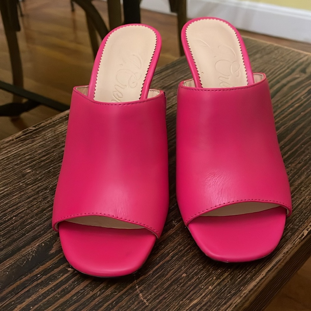 J.Crew Fuchsia Leather Slide Wedge